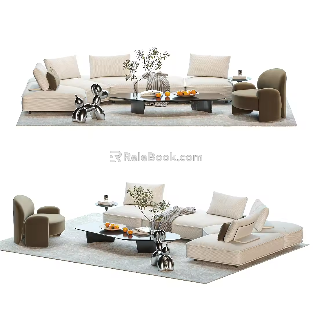 Sofa coffee table combination 3d model