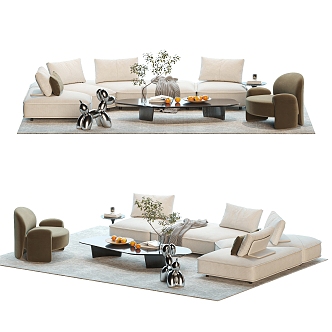 Sofa coffee table combination 3d model