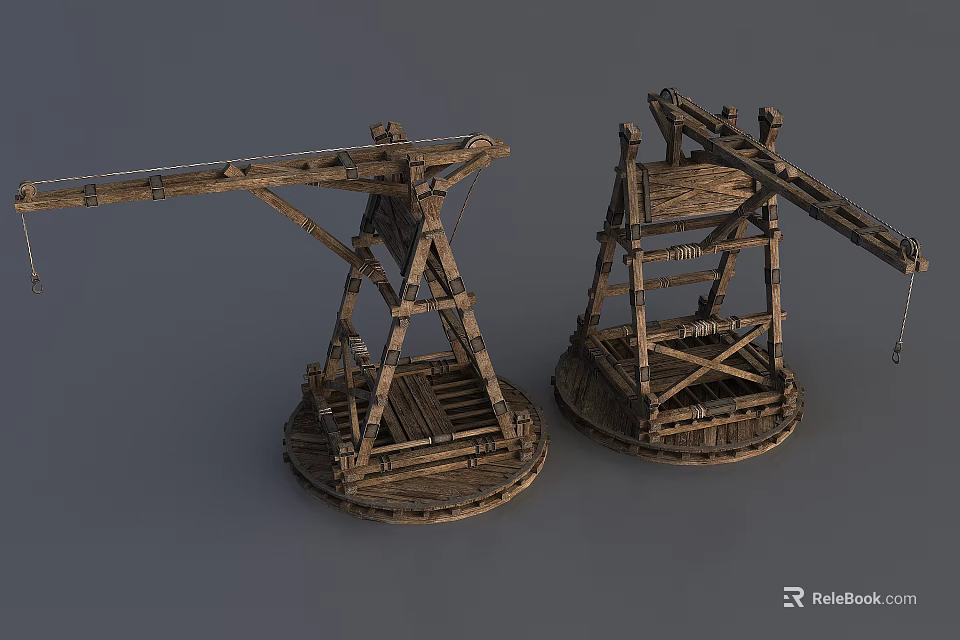 Ancient Wooden Tower Structures With Wooden Frames Platforms And Siege Design 3d model