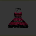 Red And Black Dress With Ribbon Straps Bow Detail And Ruffled Layers