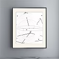 Black And White Abstract Painting With Geometric Intersecting Lines Framed Art