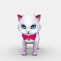 Cute White Cat With Pink Bow Tie And White Harness Featuring Bell