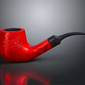 Red Textured Pipe With Black Stem On Dark Background And Reflection