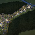 Aerial View Urban Planning With High Rise Buildings Green Areas And River