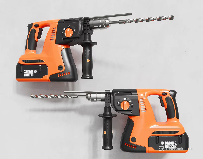 Cordless Electric Drills In Orange And Black For Daily Use Home Appliances 3d model 