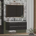 Modern Bathroom Vanity With Framed Mirror Drawers Marble Countertop And Plants