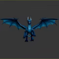 Blue Dragon 3D Model With Spread Wings And Horns In Detailed Design