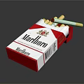Marlboro Medium Cigarette Pack Open With Cigarettes Inside And Filter Tips