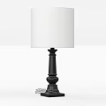 Modern Table Lamp With White Fabric Shade And Black Base Design 3d model