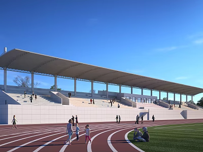 Public Sports Stadium With Running Track Stands And Canopy For Community Activities 3d model
