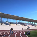 Public Sports Stadium With Running Track Stands And Canopy For Community Activities