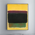 Abstract Painting With Yellow Background And Red Black Green Color Blocks