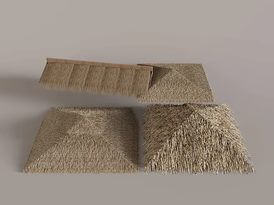 Handmade Thatch Roof Models With Diverse Shapes And Natural Textured Surfaces 3d model
