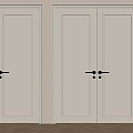 French Cream Double Door Single Door Swing Door Wooden Door 3d model