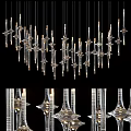 Elegant Contemporary Transparent Glass Chandelier With Reflective Hanging Pendant Lights