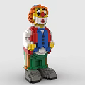 Colorful Building Blocks Clown Figure With Red Hair Blue Vest Green Pants And Black Shoes