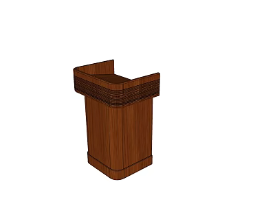Elegant Brown Wooden Functional Desk With Decorative Edges For Presentations 3d model