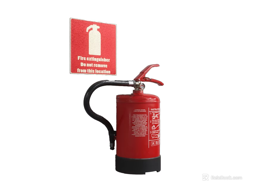 Red Fire Extinguisher With Emergency Safety Sign For Fire Protection Use 3d model 