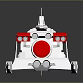 Red and White Modern Watercraft with Streamlined Multi Section Structure and Futuristic Design Elements