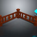 Scenery With Wooden Railing Square Pillars Diamond Shaped Decorations And Blue Lamp