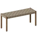 Simple Modern Wooden Bench With Woven Surface And Natural Wood Legs