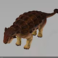 Detailed Ankylosaurus Dinosaur Model With Red Brown Armored Shell And Yellow Legs