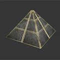 Decorative Pyramid Structure With Transparent Crystal Panels Golden Edge Lines And Reflective Surface 3d model