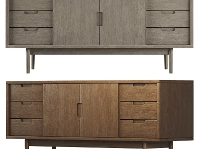 Modern Wooden Dresser Storage Furniture With Multiple Drawers Cabinet Doors And Slim Legs Design 3d model