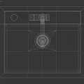 Black Square Single Bowl Kitchen Sink With Faucet And Drain 3d model