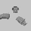 Three Military Off Road Vehicles In Green Camouflage And Beige Colors