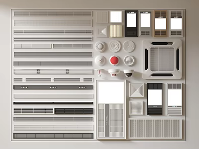 Various Air Conditioner Vents Designs For Home Interior With Grilles And Covers 3d model
