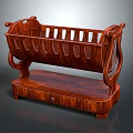 Classic Dark Brown Wooden Baby Crib With Carved Railing Sides And Drawer Base