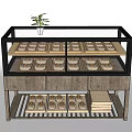 Display Cabinet Shelf With Glass Door Wooden Shelves Displaying Glasses Top Plant And Lower Drawers