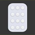 Medical Device Blister Pack Holding 12 White Round Tablets For Medication Use