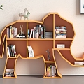 Modern Animal Shaped Bookshelf Children's Room Toy Storage Rack Kindergarten Storage Rack Elephant Bookshelf 3d model