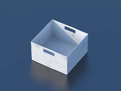 White Storage Box With Handles And Woven Texture For Home Organization 3d model