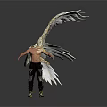 Shirtless Male Figure With Large White Wings And Spread Arms