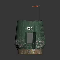 Cartoon Scene of Green Watchtower with Ladder Top Opening Small Flag and Brown Base