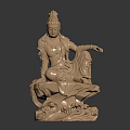 Exquisite Wooden Guanyin Statue With Seated Posture And Carved Lotus Base Details