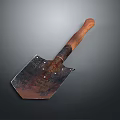 Rusty Old Shovel With Wooden Handle And Weathered Metal Blade
