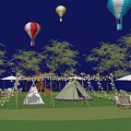 Star Shaped String Decorative Lights For Outdoor Night Camping With Tents On Grass