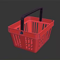Durable Red Plastic Shopping Basket With Black Handle For Daily Shopping