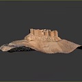 Stone Wood Castle Structure Model With Shell Shaped Design And Natural Elements