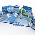 Junlebao Exhibition Booth Featuring Blue Truck and Fresh Dairy Products Promoting Healthy Lifestyle