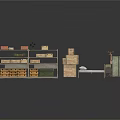 Industrial Warehouse Interior Design With Metal Shelves Wooden Crates Bench And Cabinet
