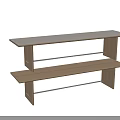 Modern Wooden Bench With Metal Support And Smooth Top Surface For Home Interior
