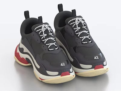 Stylish Color Blocked Sneakers With Contrast Details 3d model