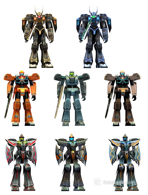 Smart Machines Various Mechanical Designs With Different Colors And Weapon Features 3d model