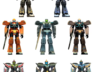 Smart Machines Various Mechanical Designs With Different Colors And Weapon Features 3d model