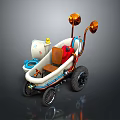 Colorful Toy Car With White Body Red Seat Yellow Parts Orange Lights And Wheels